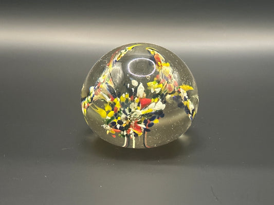 Orange, yellow blue red floral, first paperweight