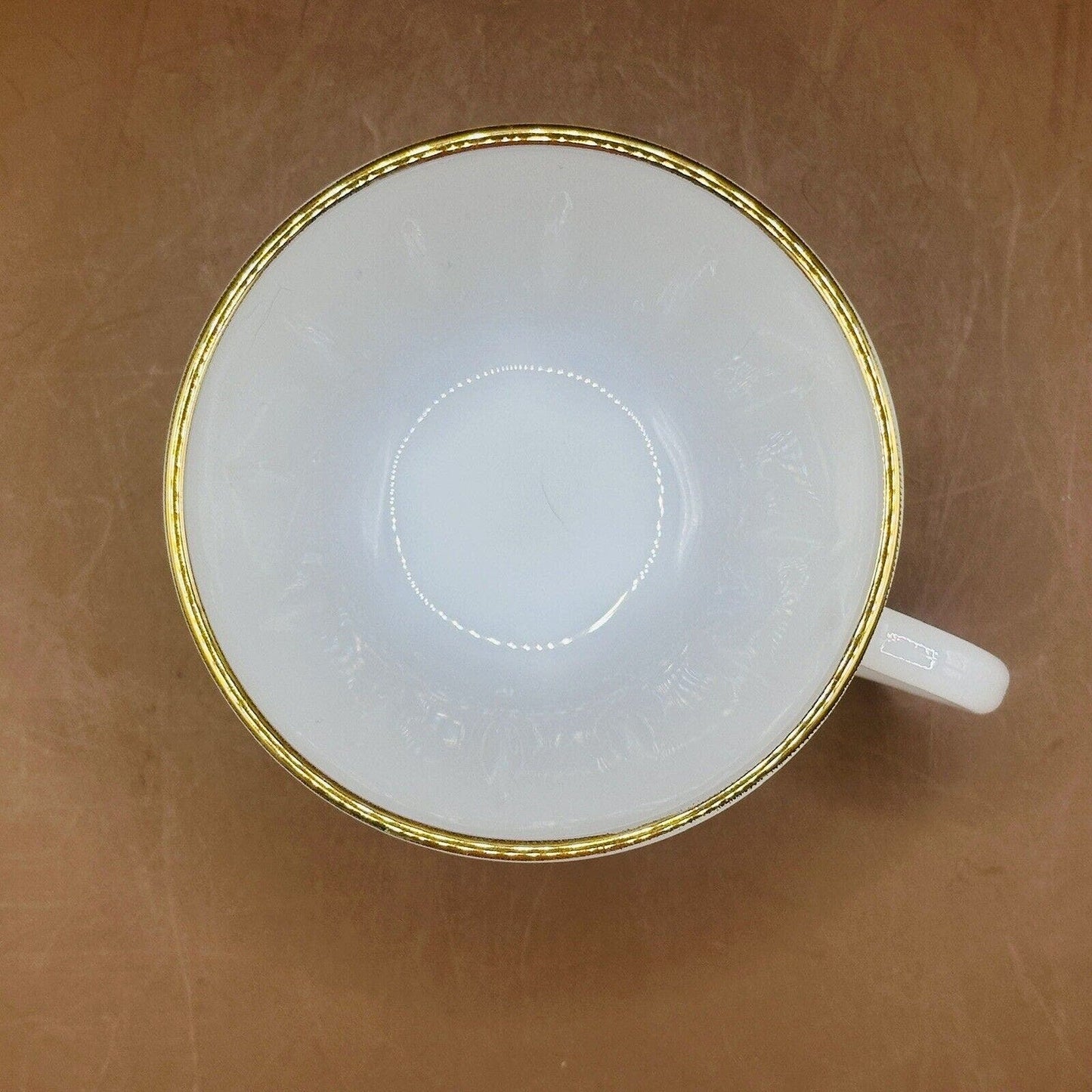 1 Fire King Milkglass vintage Anchor Hocking Coffee 22K Gold Trim Swirl Tea Cup