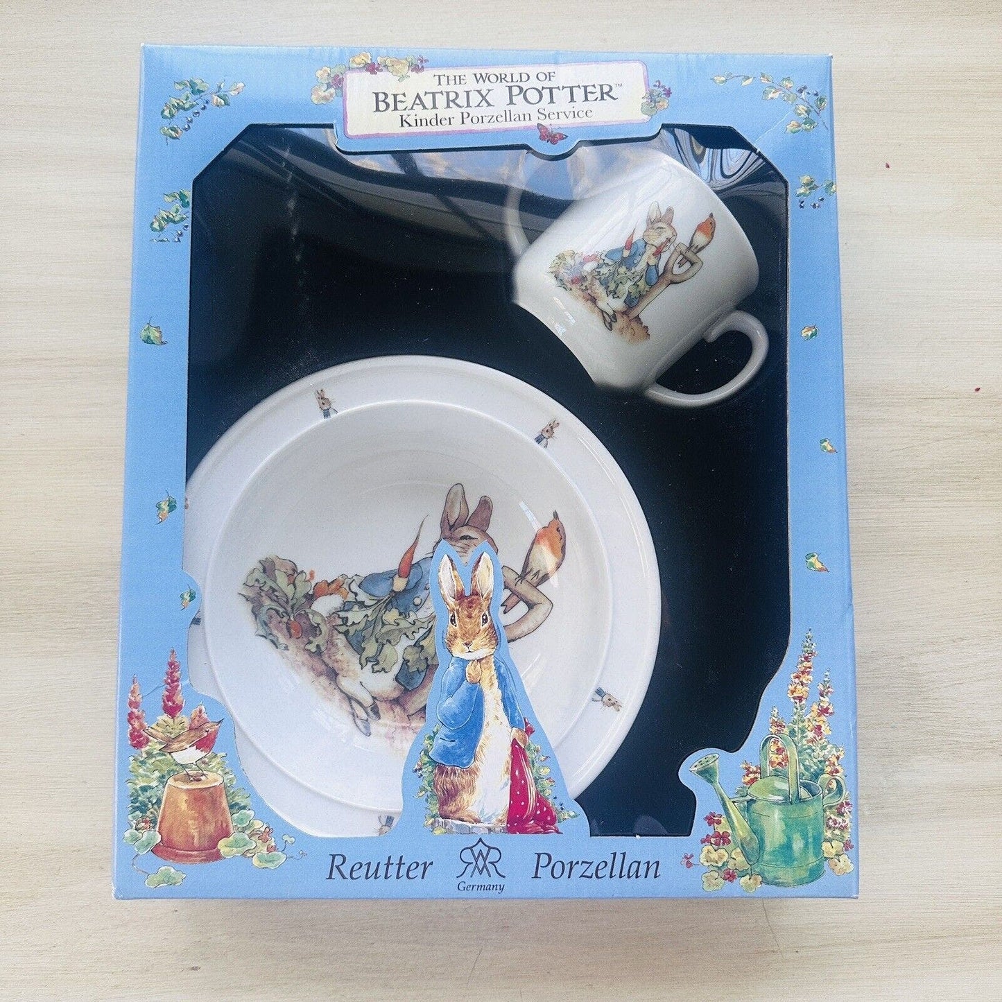 NIB Beatrix Potter Reutter porzellan Peter Rabbit Kid BOWL & double handle CUP