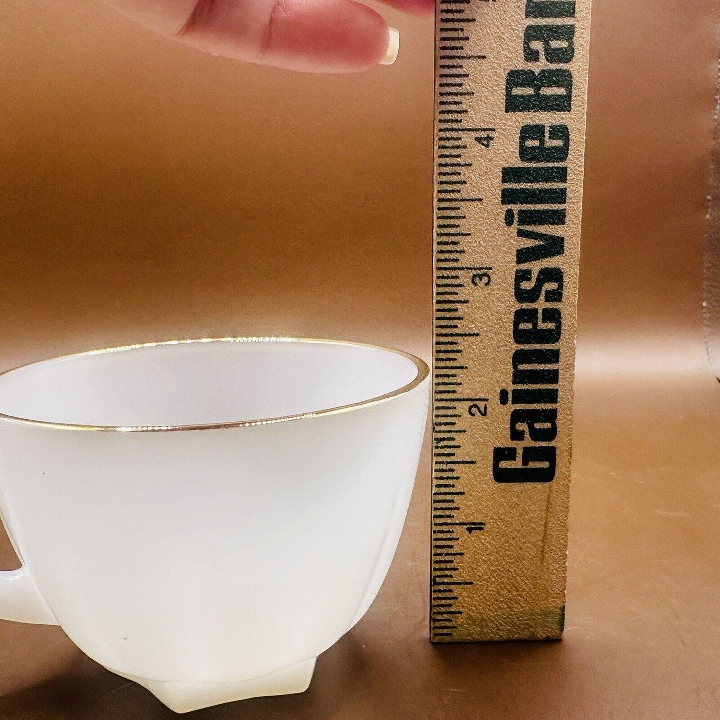 1 Fire King Milkglass vintage Anchor Hocking Coffee 22K Gold Trim Swirl Tea Cup