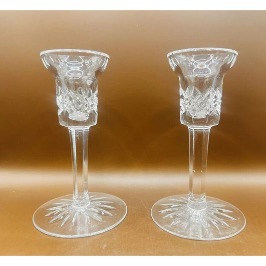 Pair of WATERFORD CRYSTAL 6" Single Light Candlesticks, Crafted In Ireland, Mint