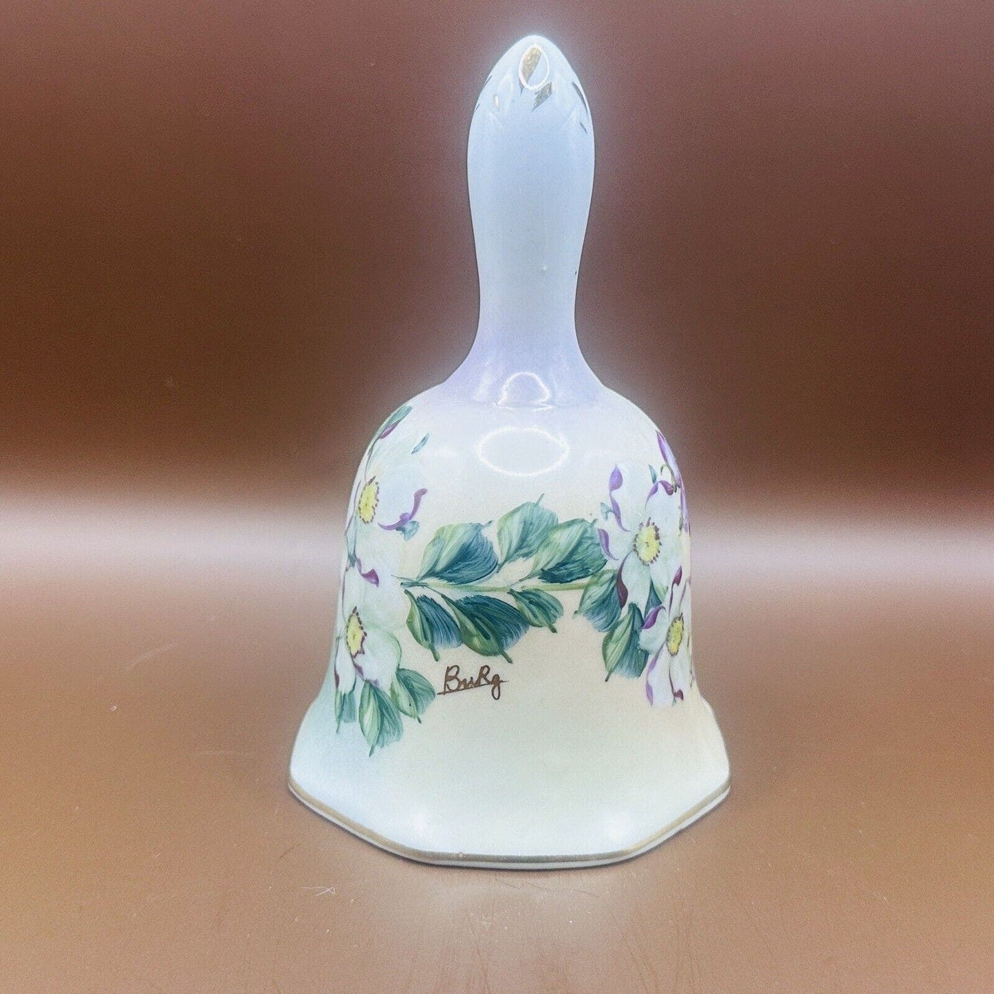 Vintage Porcelain Hand Painted Bell Magnolia Blooms Artist Signed