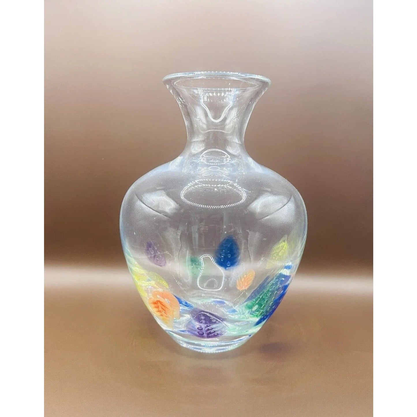 Dansk Romania Art Glass Vase with Multicolor Leaves