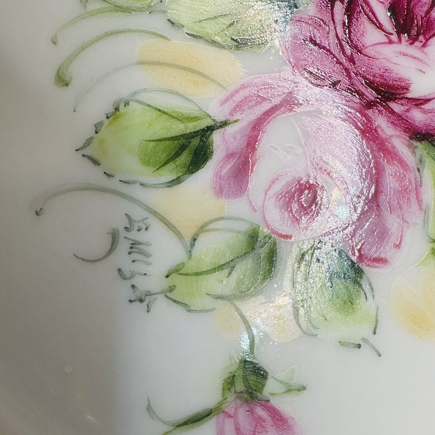 Antique T&V Limoges Plate Hand Painted Tea Roses E. Miler Signed