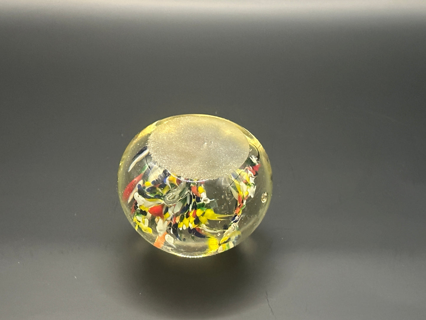 Orange, yellow blue red floral, first paperweight