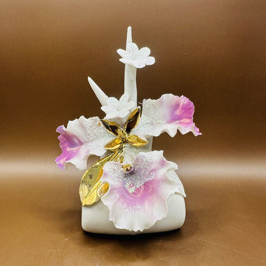 VINTAGE ORCHID BLOOM CAPODIMONTE STILART LONGOBARDI DE GREGORIO ITALY FIGURINE