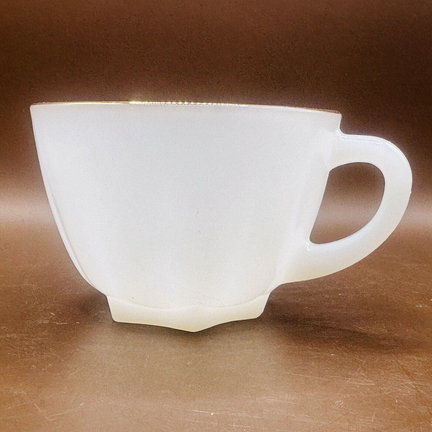 1 Fire King Milkglass vintage Anchor Hocking Coffee 22K Gold Trim Swirl Tea Cup