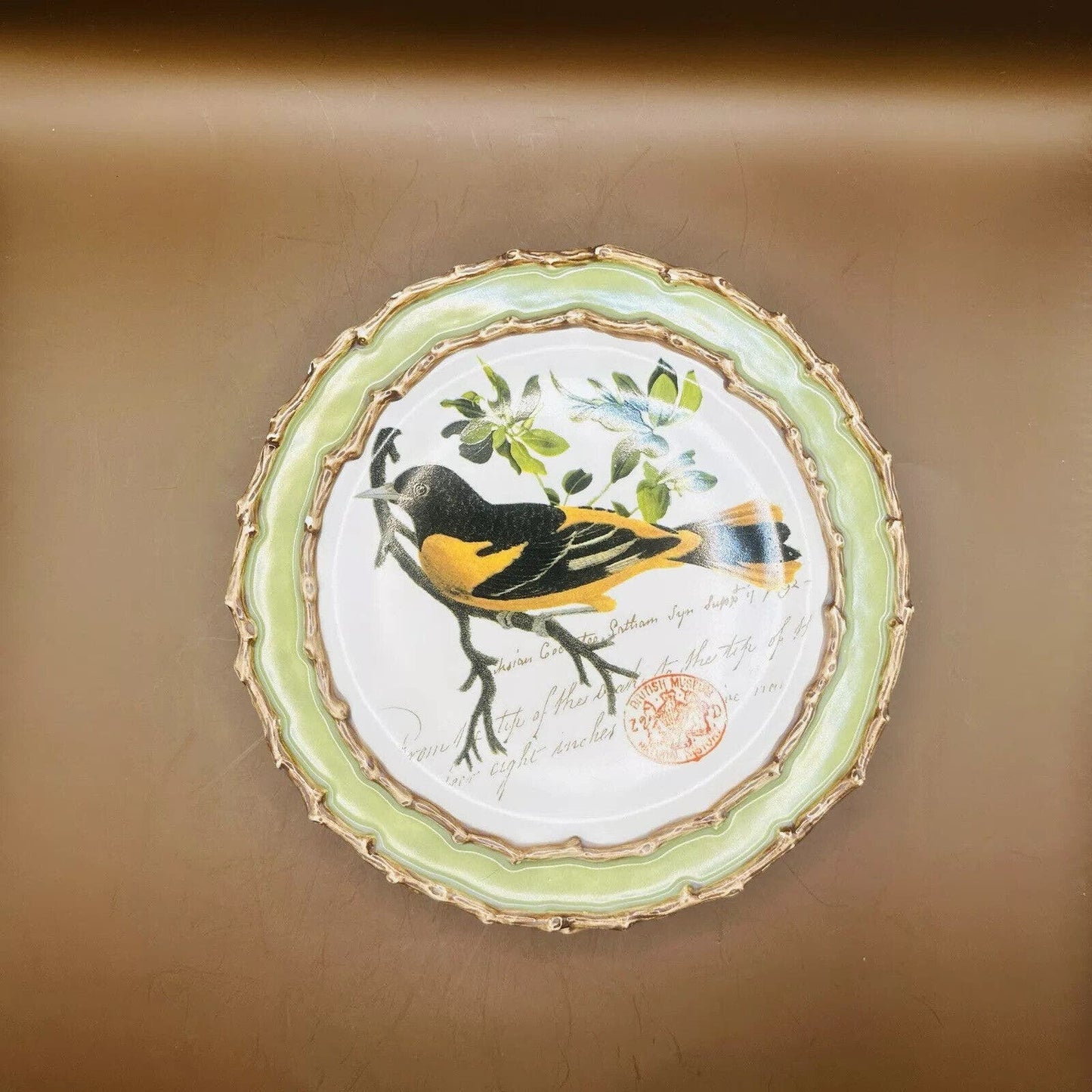 Lovely Ceramic "Nesting" Mud Pie Plate with Bird. Set Of 4