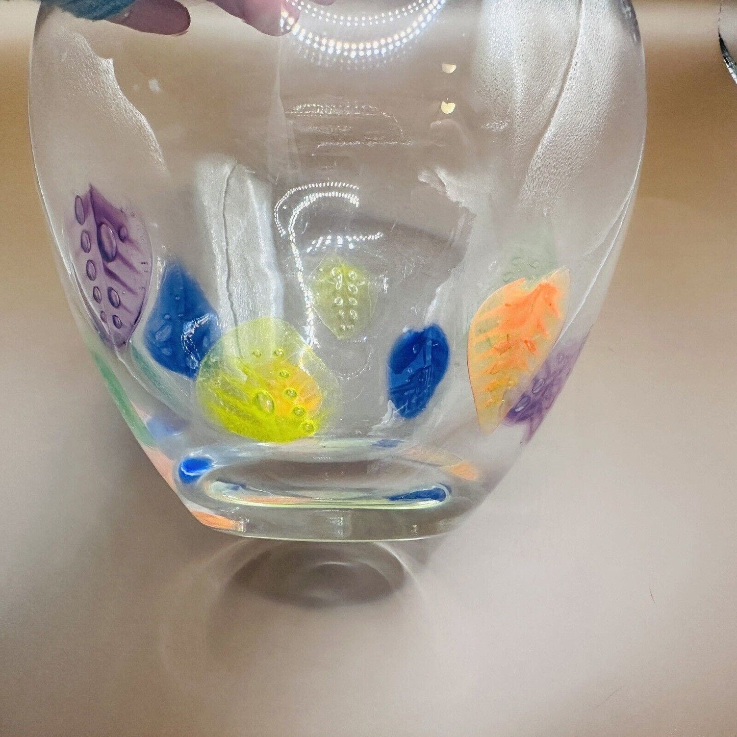 Dansk Romania Art Glass Vase with Multicolor Leaves