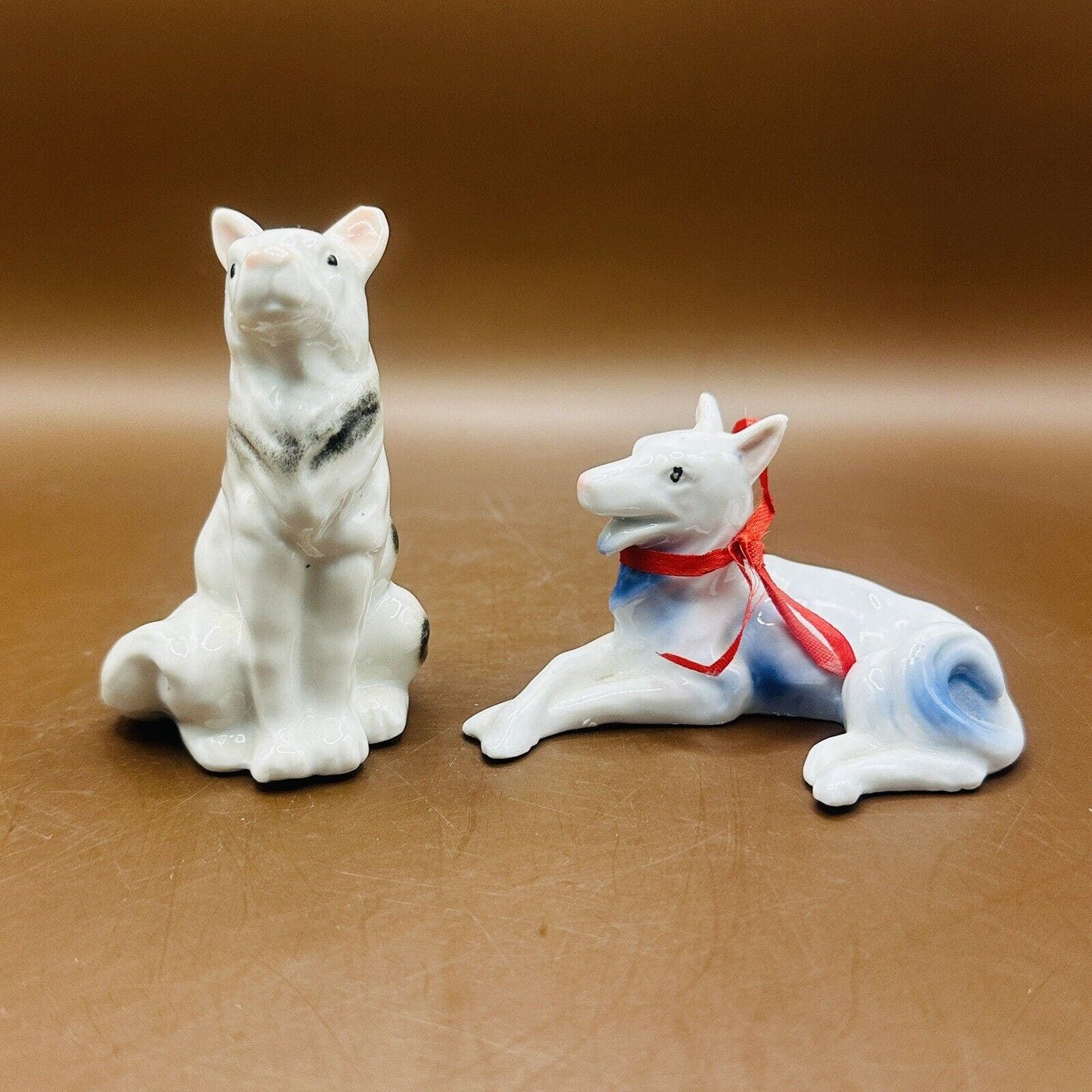 Vintage German Shepherd Figurines Porcelain Set Of 2