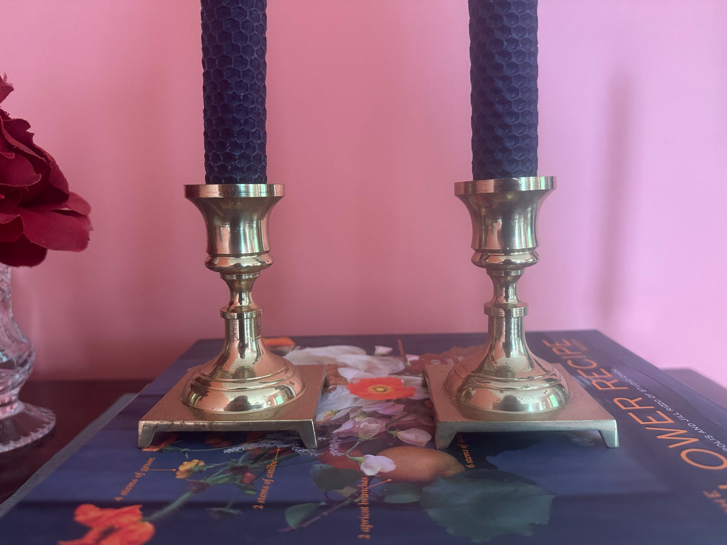 A pair of pure brass candlesticks