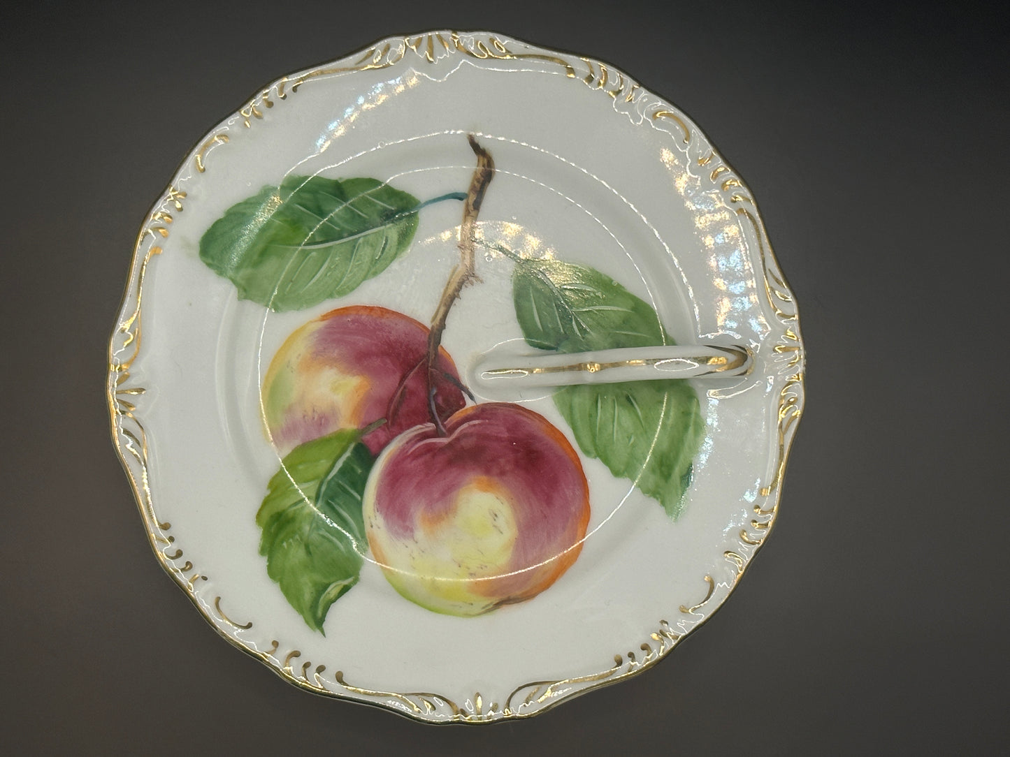 Hand painted dessert dish with finger loop