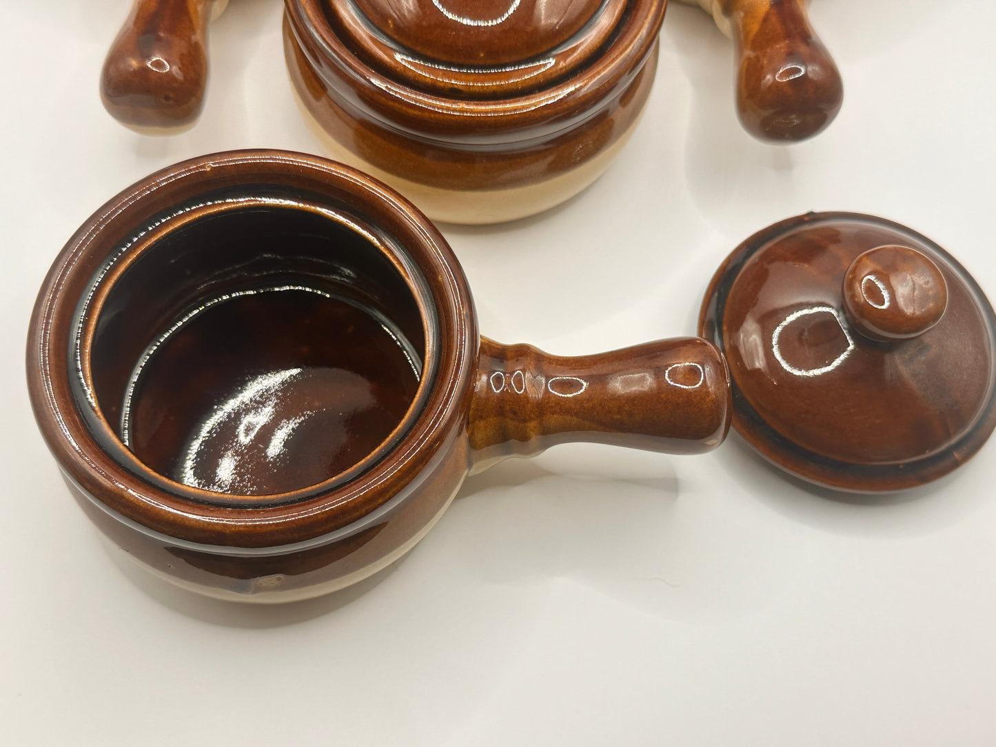 Vintage Stoneware pottery soup pots with lid