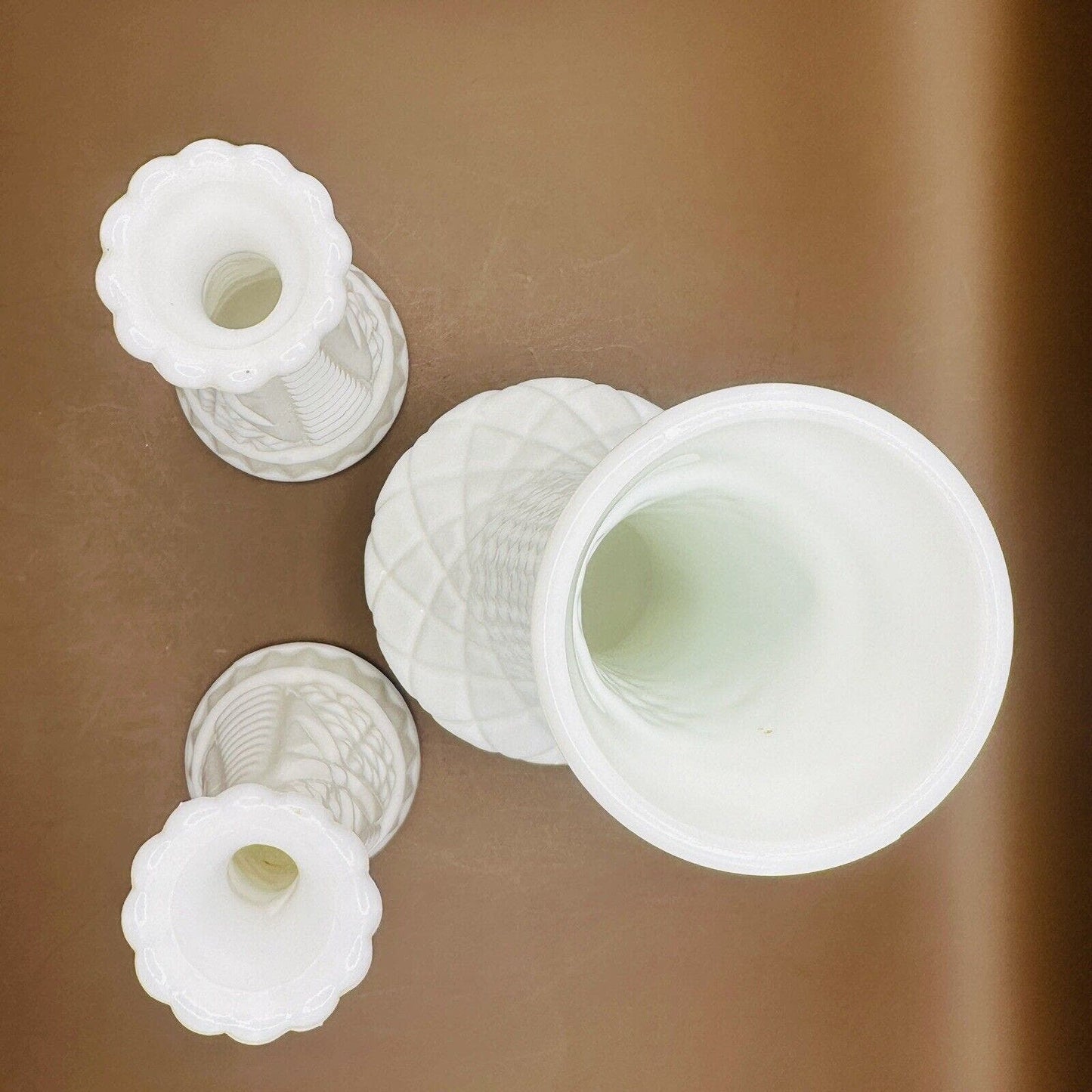 Set Of 3 Milk Glass Vases Various Design