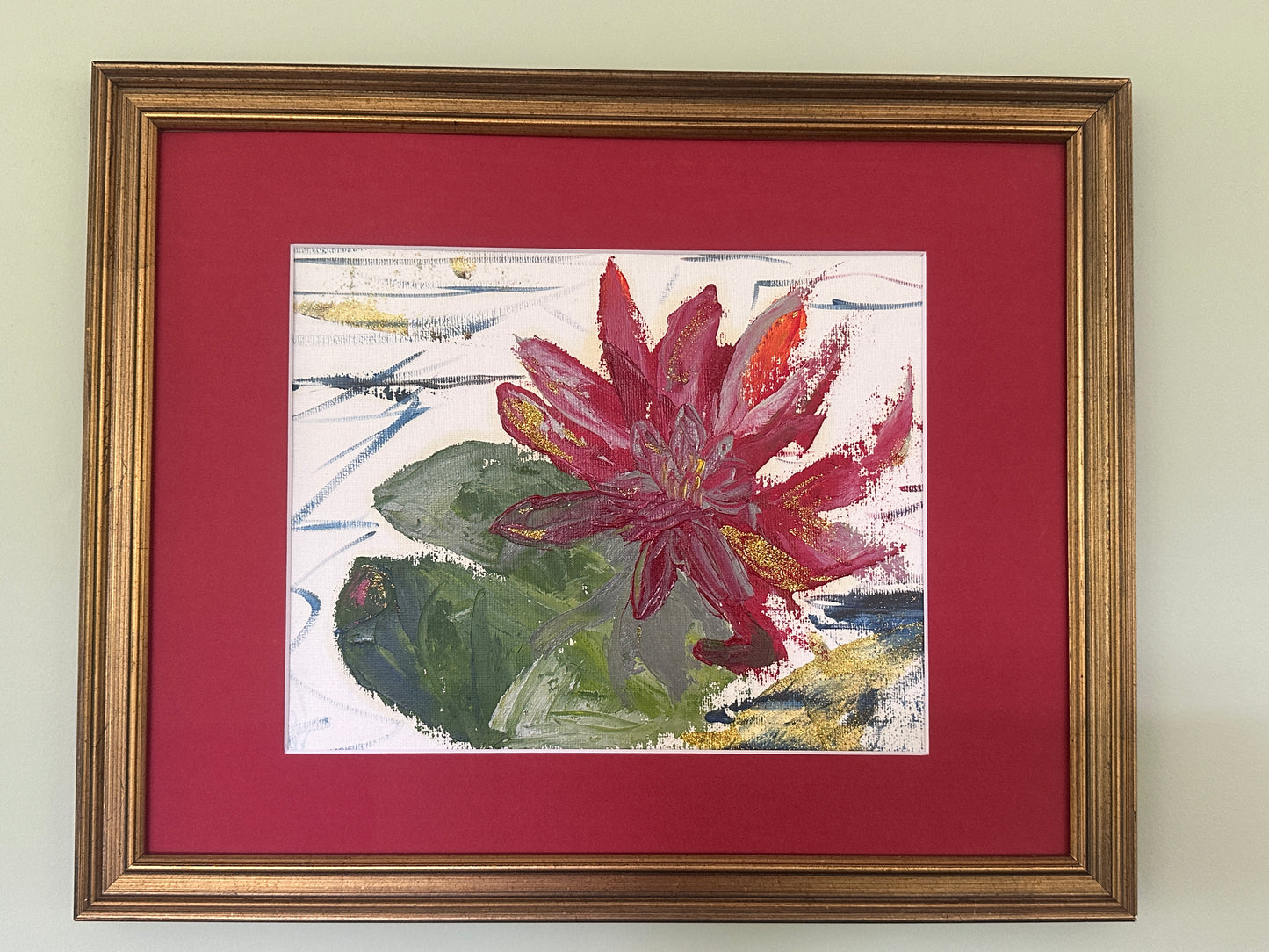 Framed contemporary Lily Pad bloom