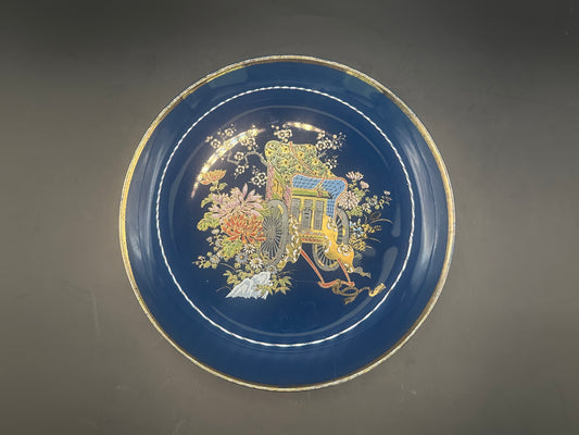 Kutani Style Blue dish with Gold Rim