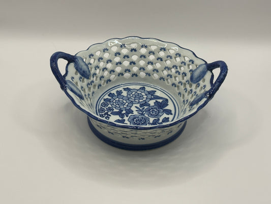 Chintz style basket weave ceramic bowl