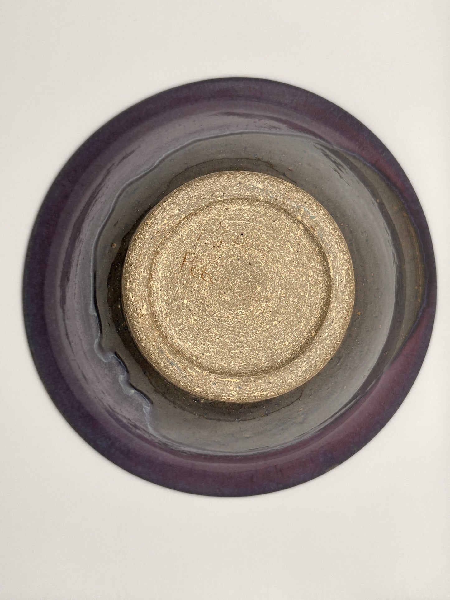 Studio Pottery Glazed Purple Serving Bowl