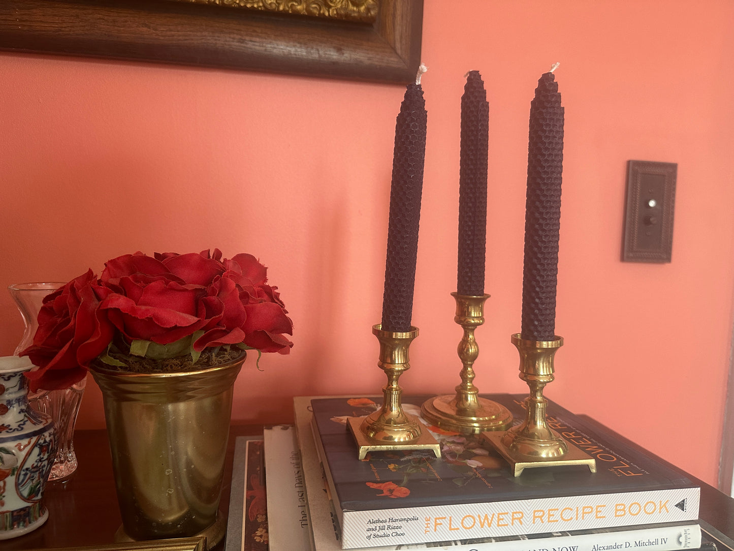 A pair of pure brass candlesticks