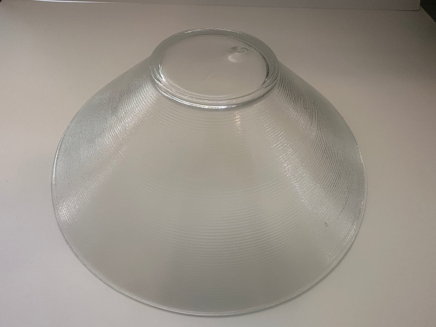 Midcentury hand blown ribbed clear glass bowl