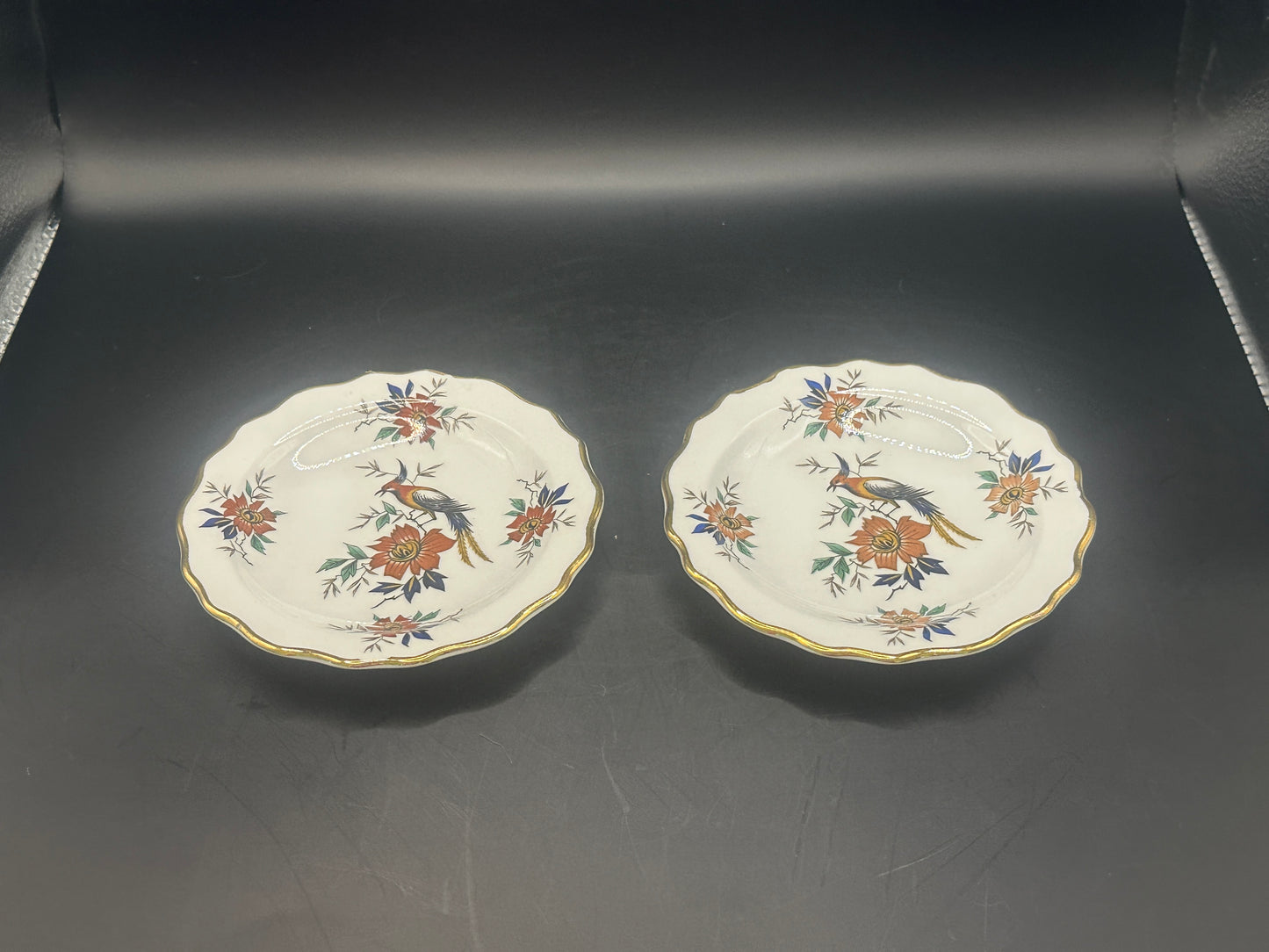 Vintage Royal Stafford Bone China Dish Ring Trinket Earring Floral (set of 2)