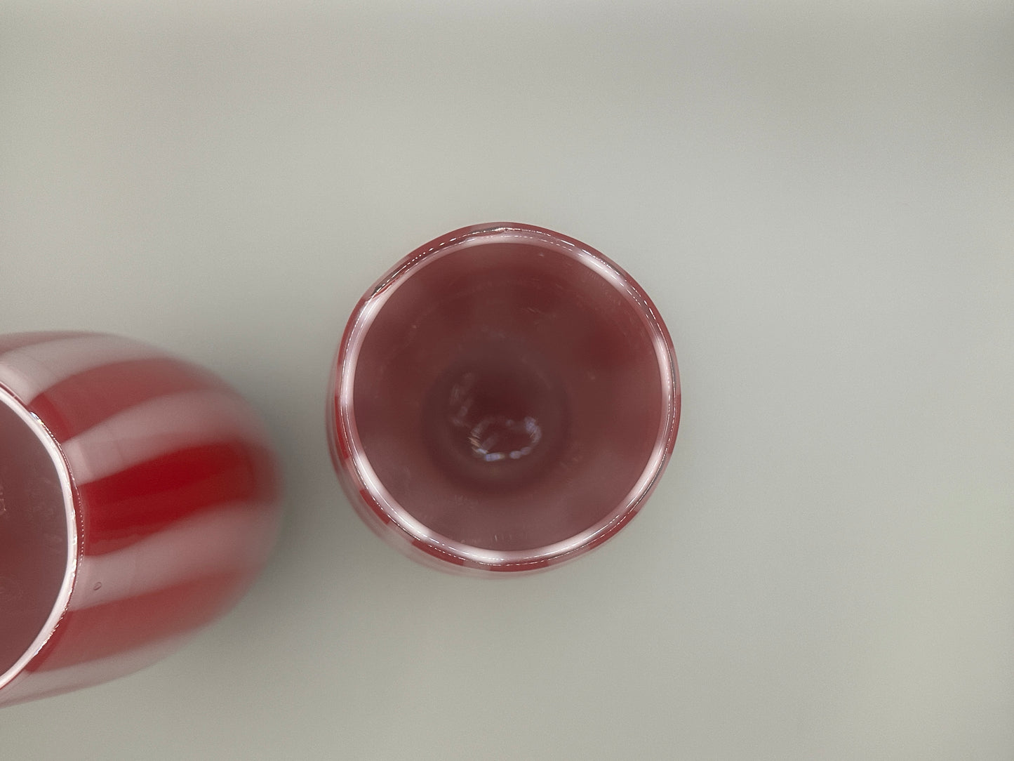 Hand blown red white peppermint twist vases