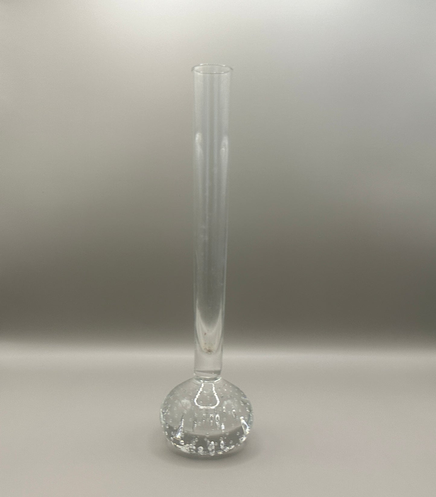 Clear hand blown controlled bubble bud vase