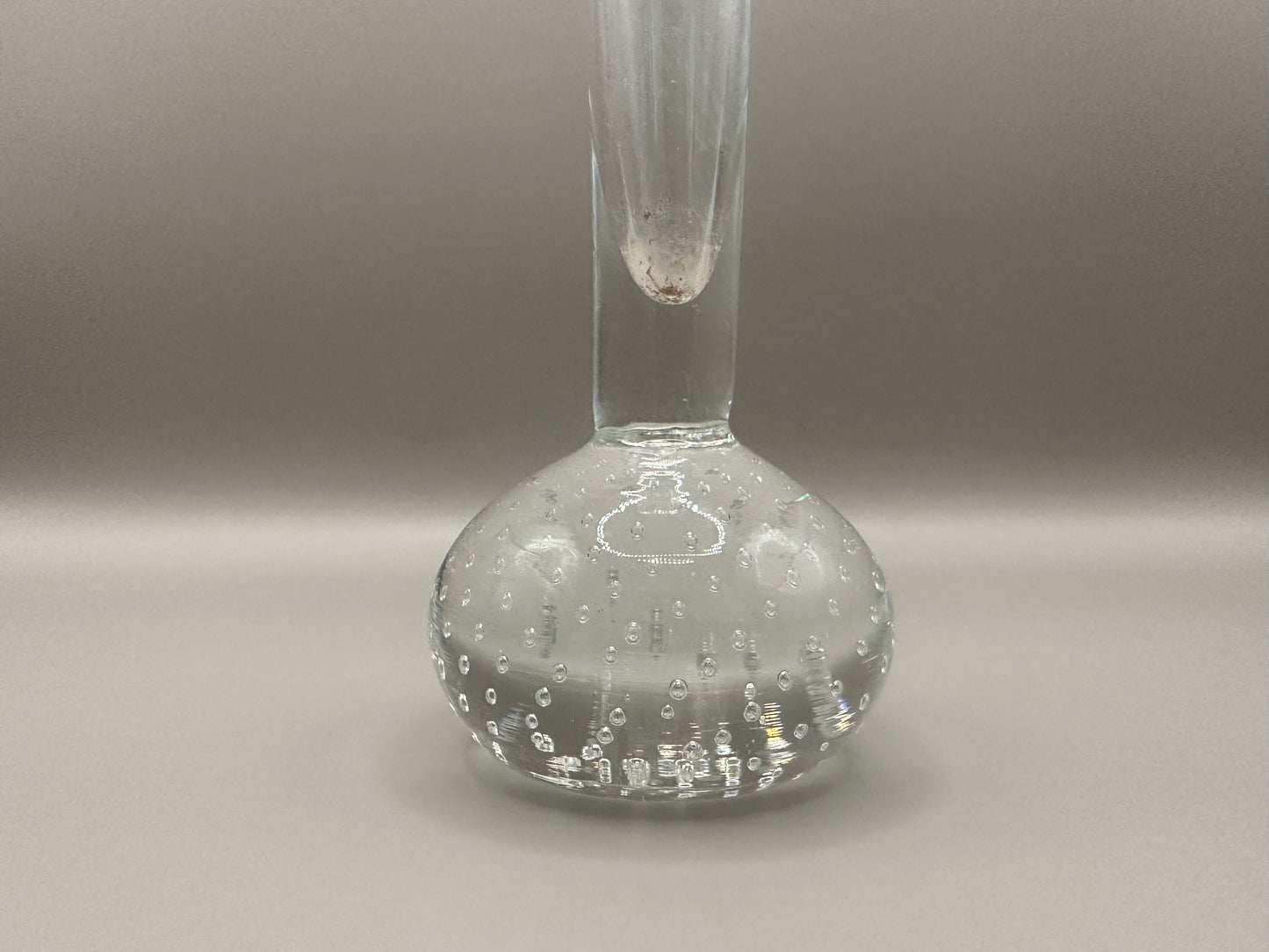 Clear hand blown controlled bubble bud vase