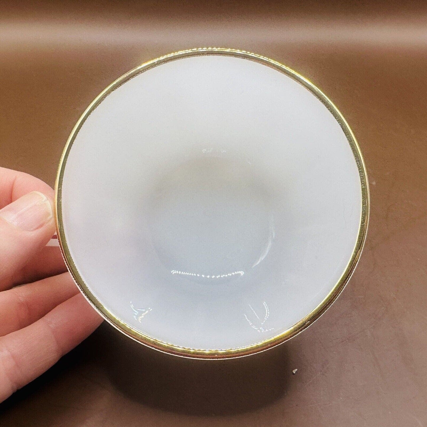 1 Fire King Milkglass vintage Anchor Hocking Coffee 22K Gold Trim Swirl Tea Cup