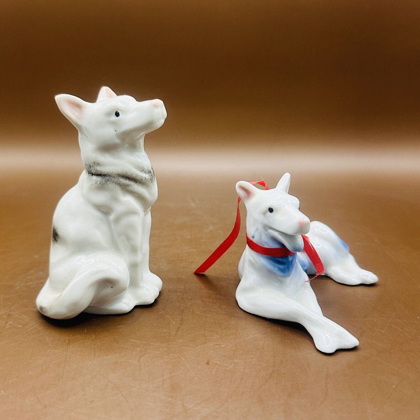 Vintage German Shepherd Figurines Porcelain Set Of 2