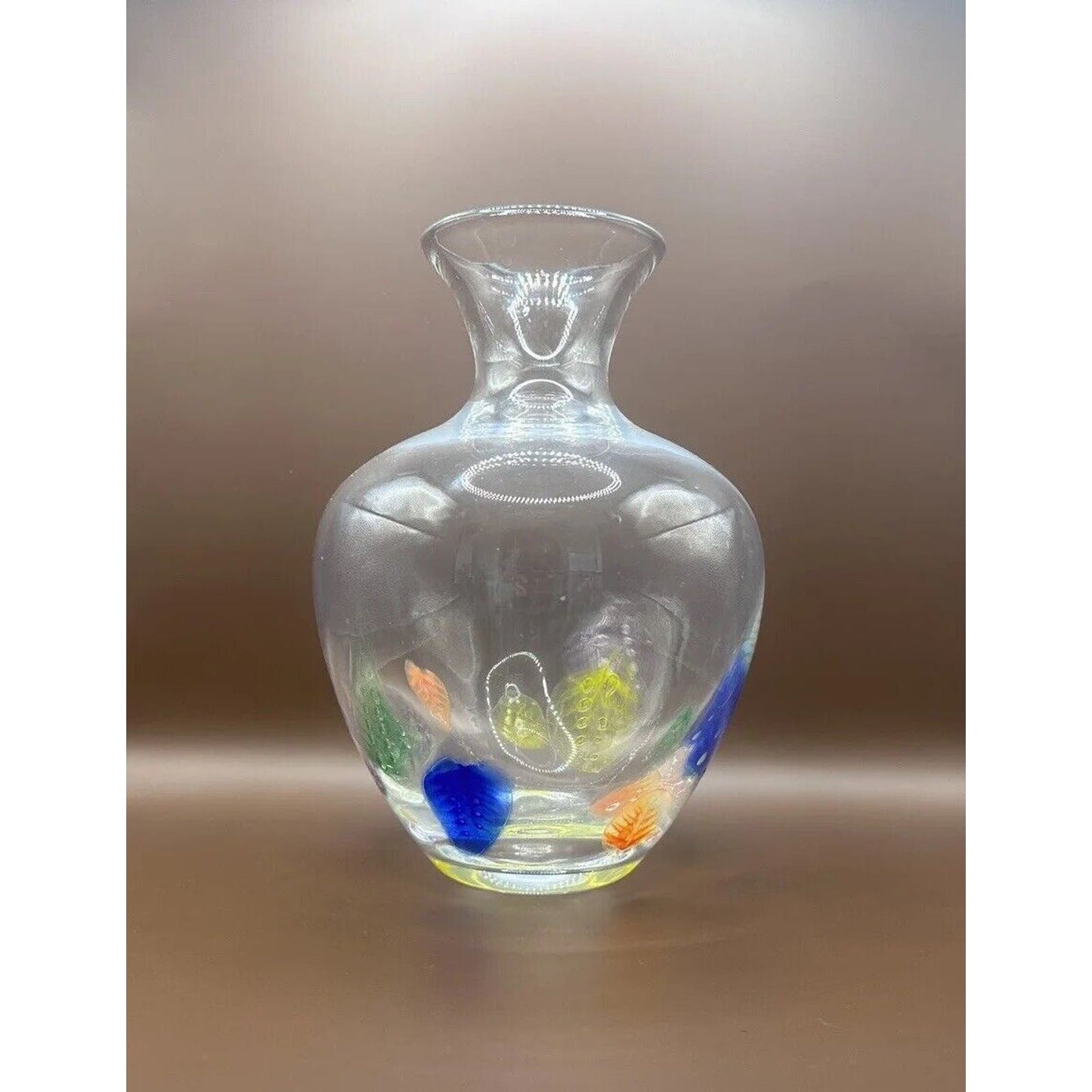 Dansk Romania Art Glass Vase with Multicolor Leaves