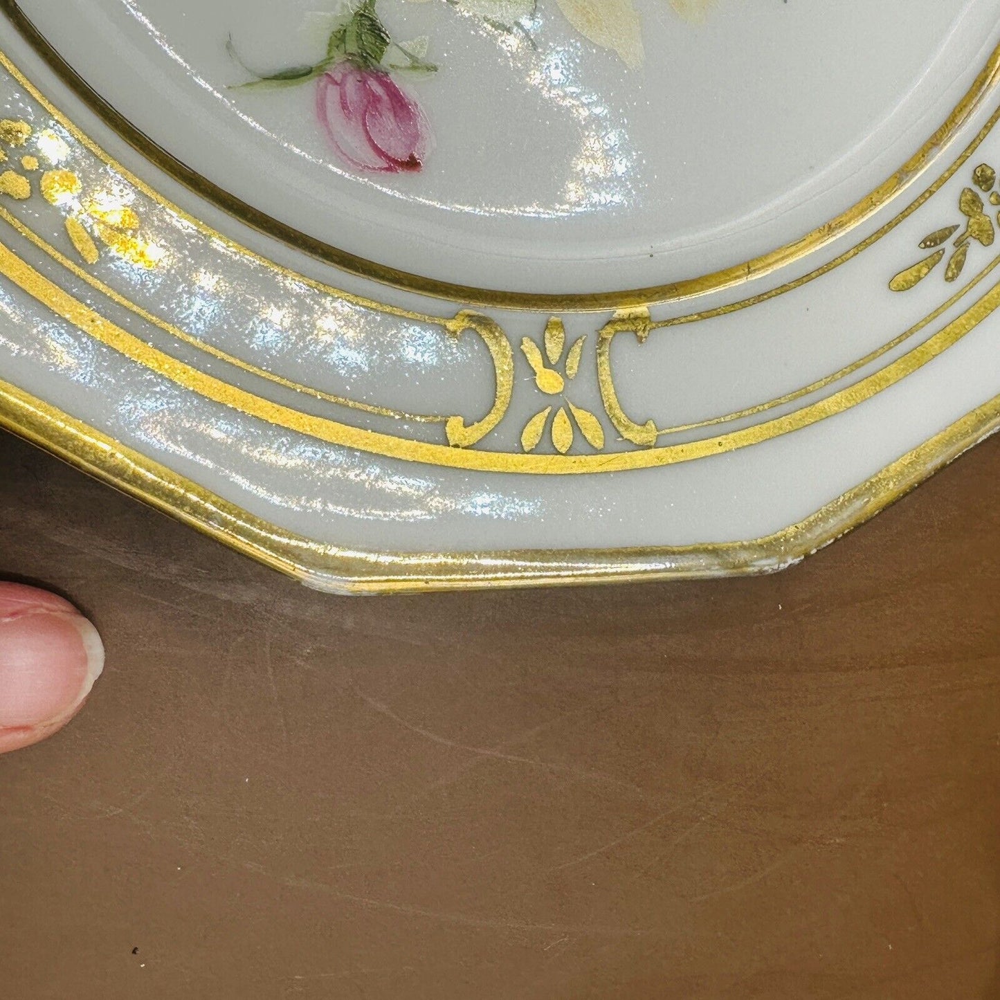 Antique T&V Limoges Plate Hand Painted Tea Roses E. Miler Signed