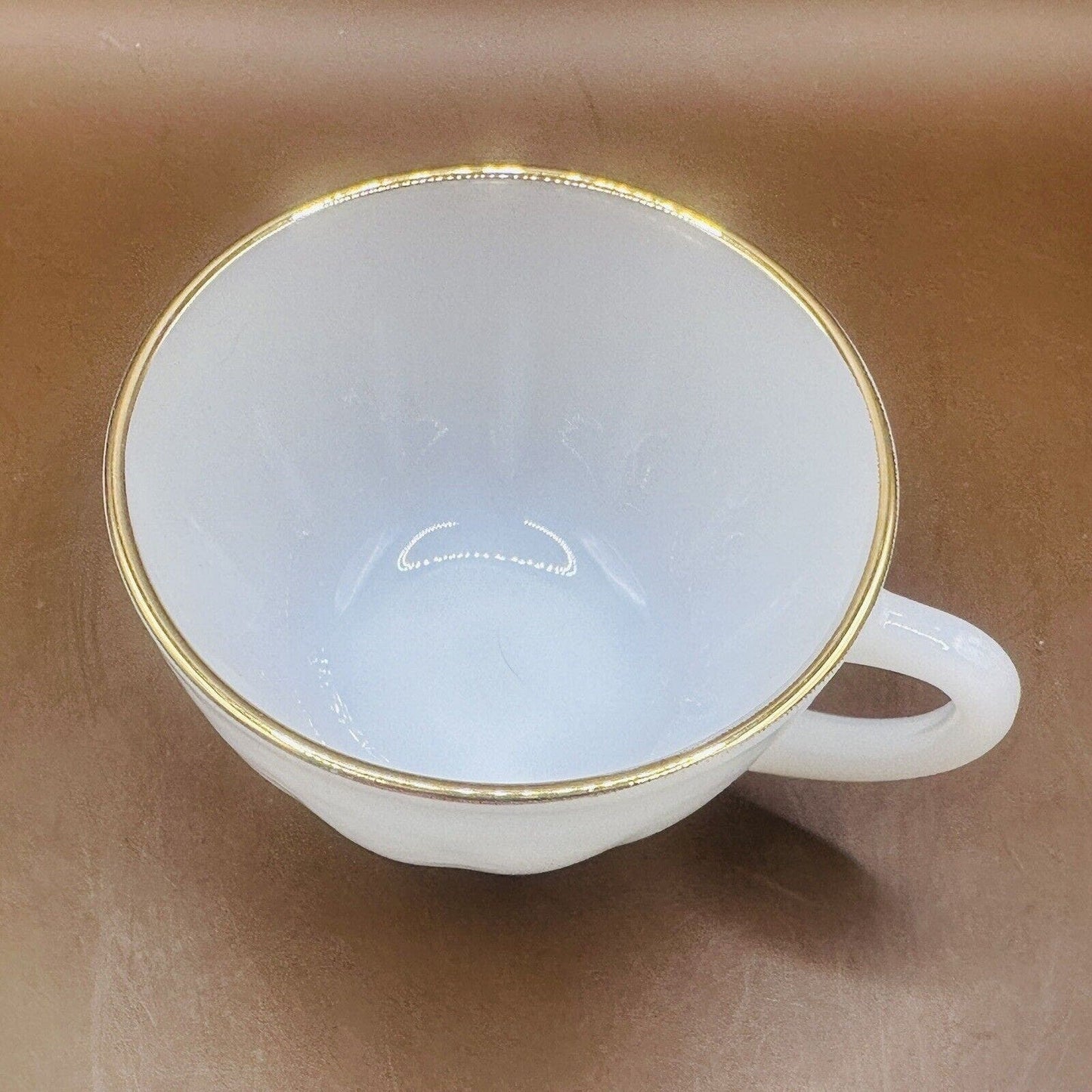 1 Fire King Milkglass vintage Anchor Hocking Coffee 22K Gold Trim Swirl Tea Cup