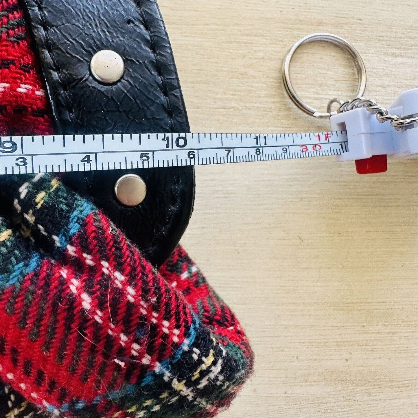 Vintage Clutch Bag Plaid Red Black trim