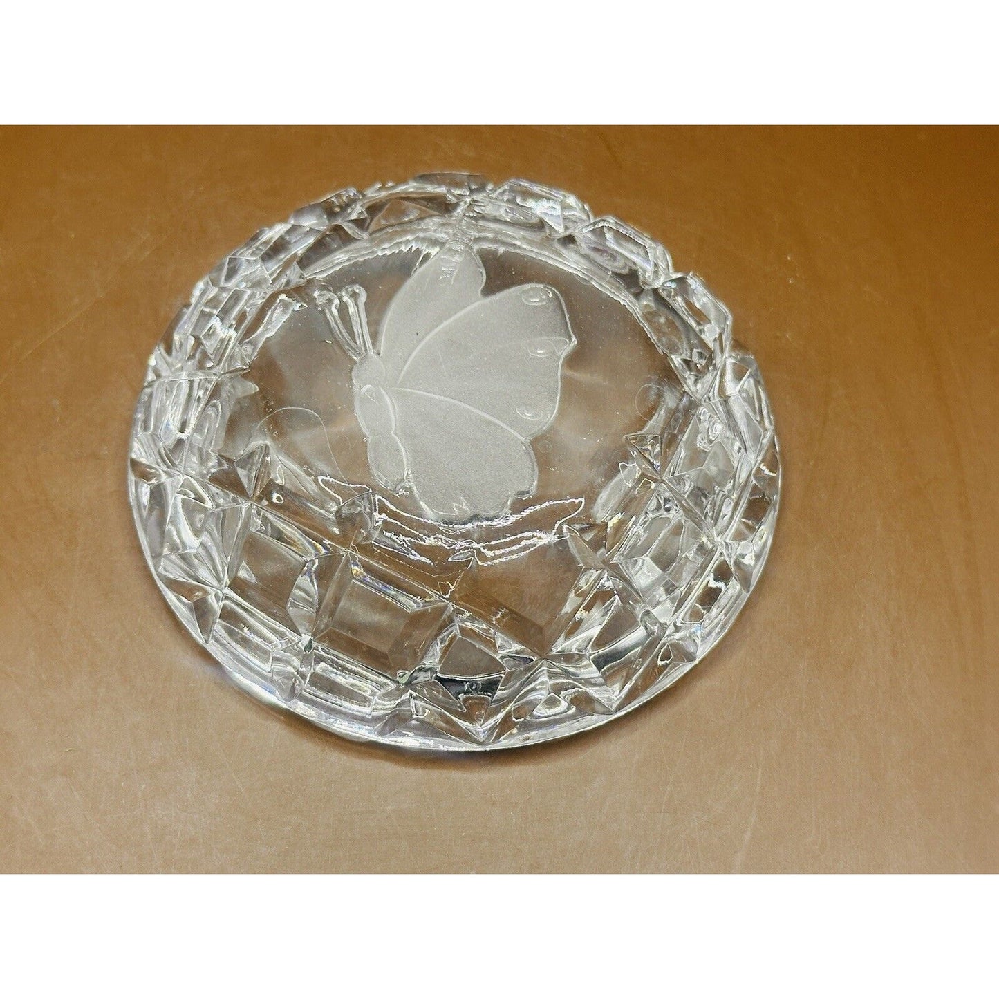 Crystal Cut Butterfly Trinket Dish