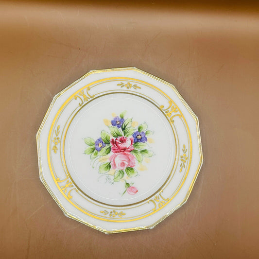 Antique T&V Limoges Plate Hand Painted Tea Roses E. Miler Signed