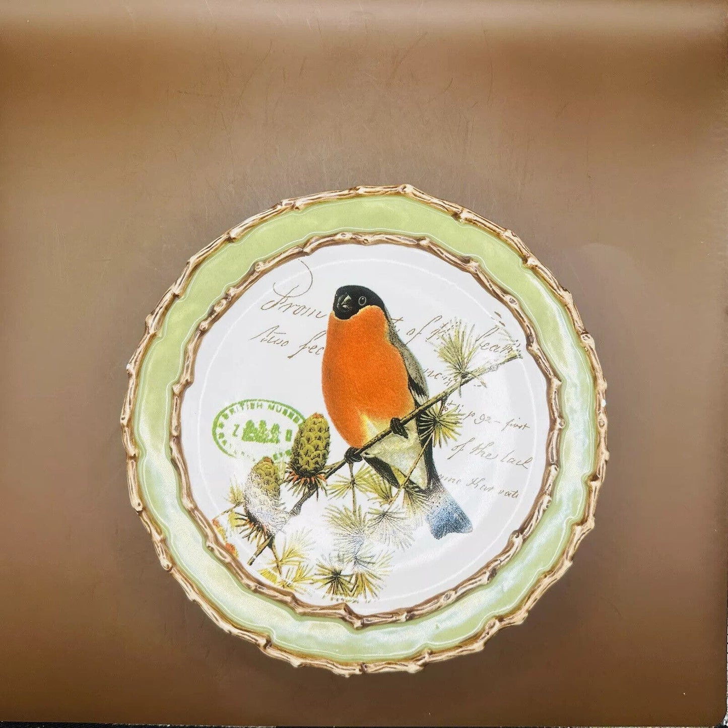 Lovely Ceramic "Nesting" Mud Pie Plate with Bird. Set Of 4