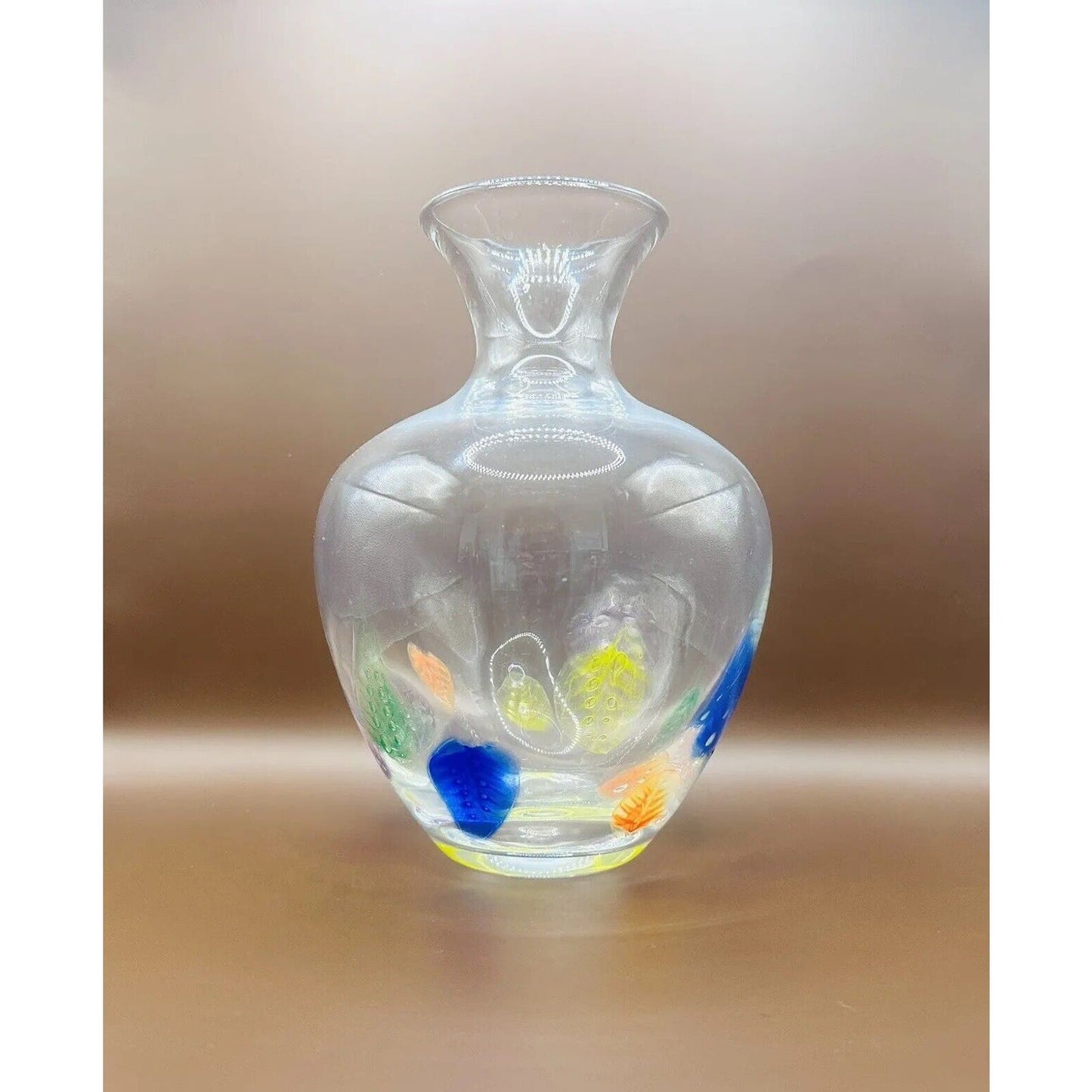 Dansk Romania Art Glass Vase with Multicolor Leaves