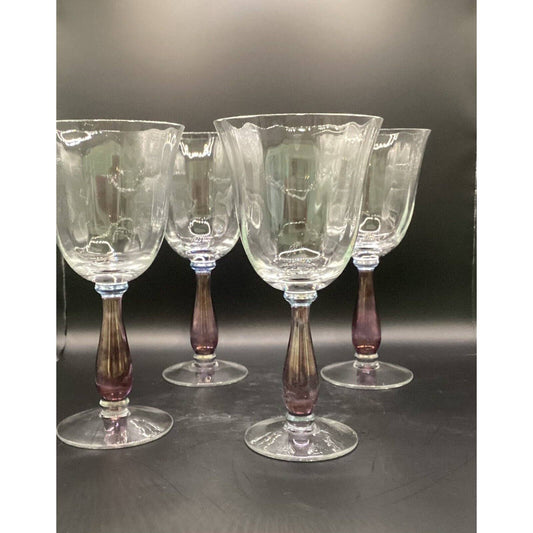 Wine Wine Glasses Set Purple Stem Green Glass