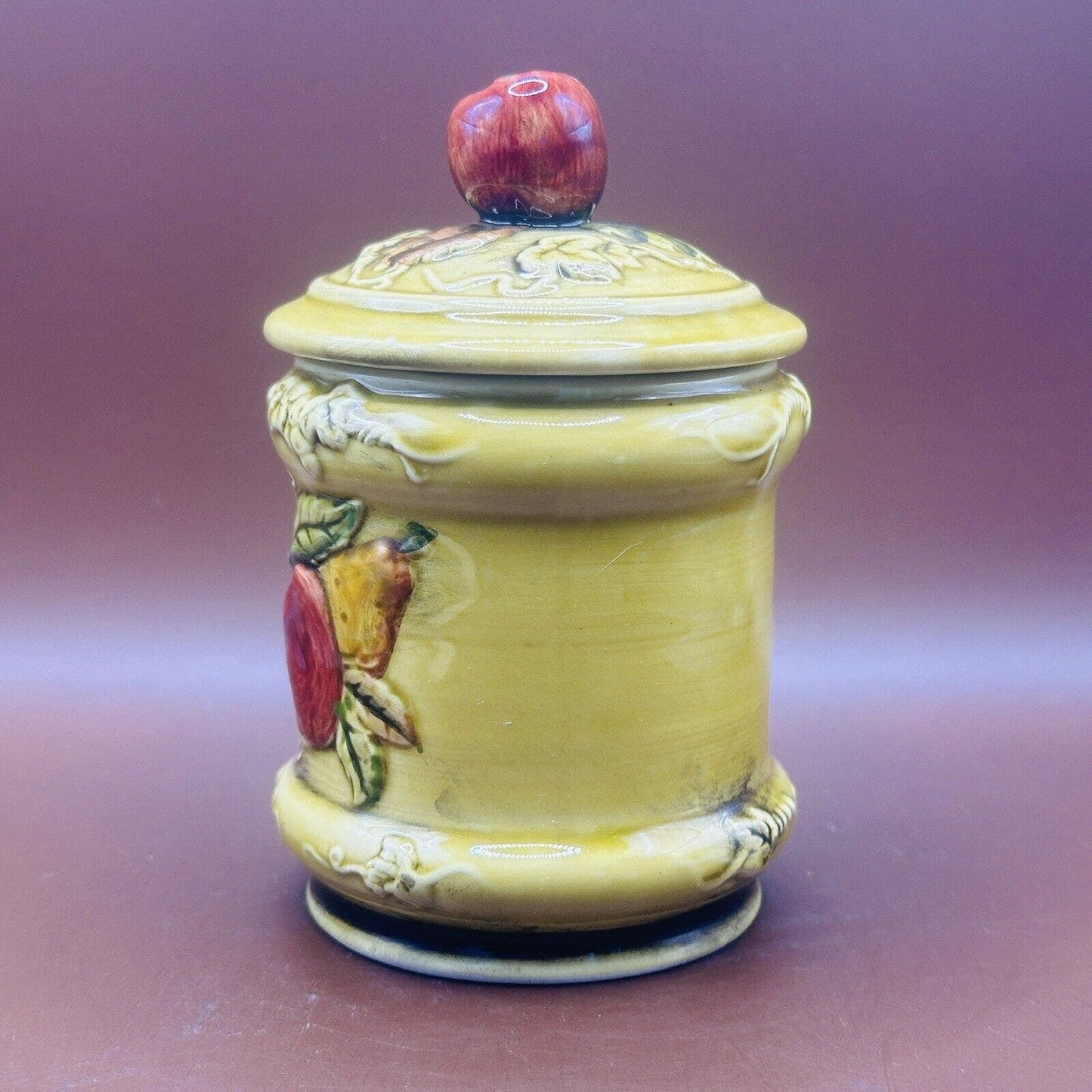 Vintage Retro Lefton Apple Jar Canister 1970 Japan Jam Jar With Lid Green