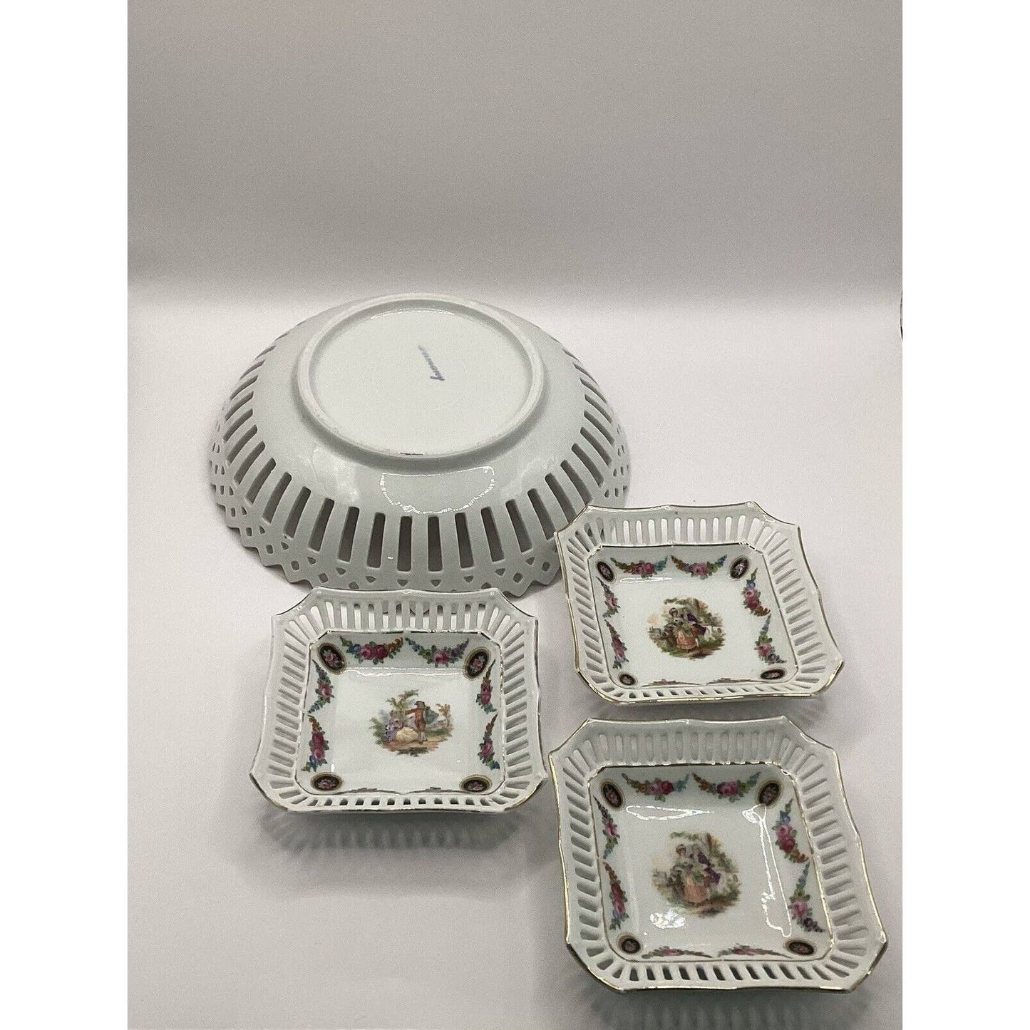 Antique Germany Bavaria Dish Ribbon Dish Porcelain Dish Set