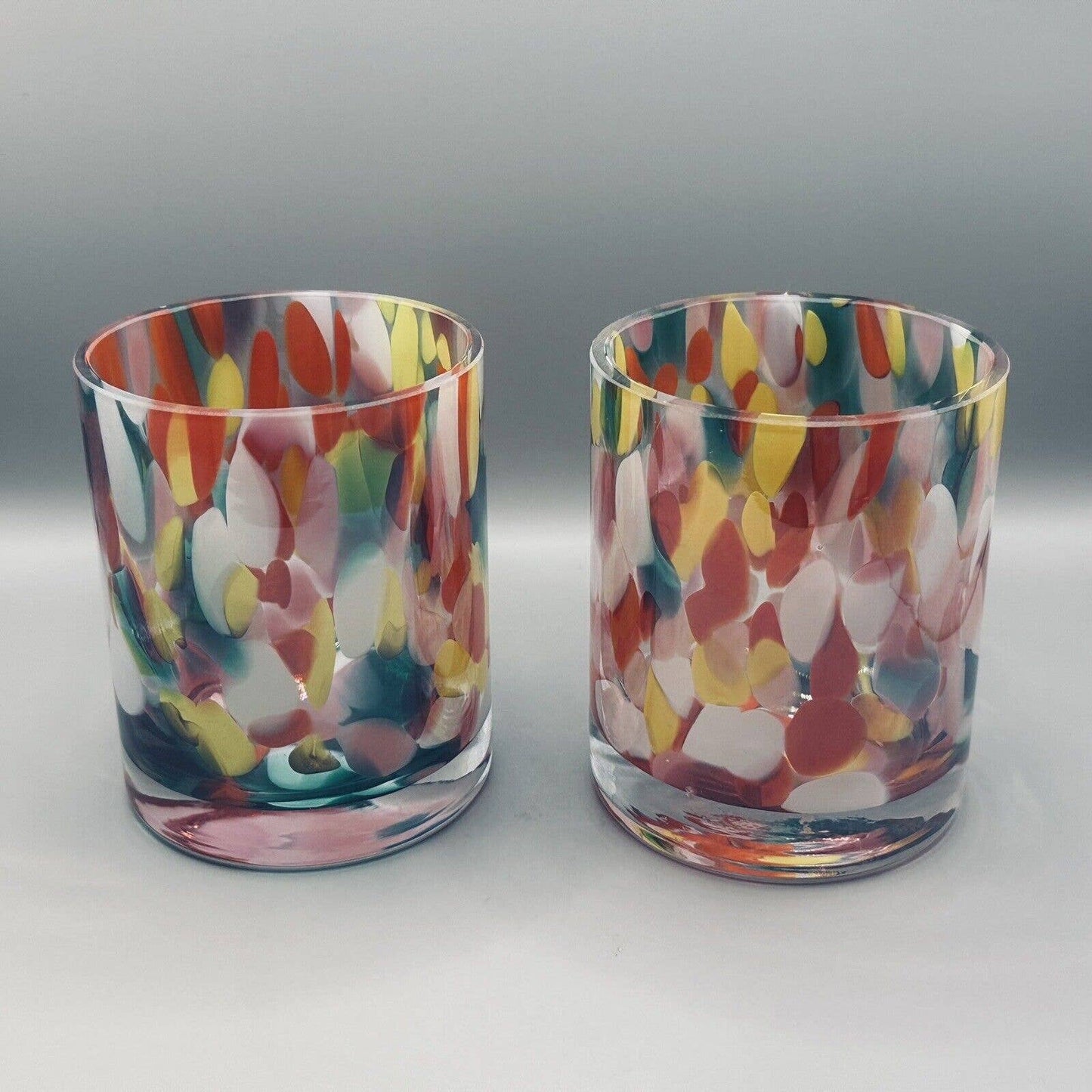 Candle Handmade Hand Blown Glass Votive Luminara Art Glass Set Of 2