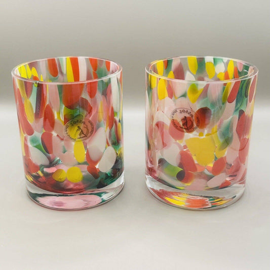 Candle Handmade Hand Blown Glass Votive Luminara Art Glass Set Of 2