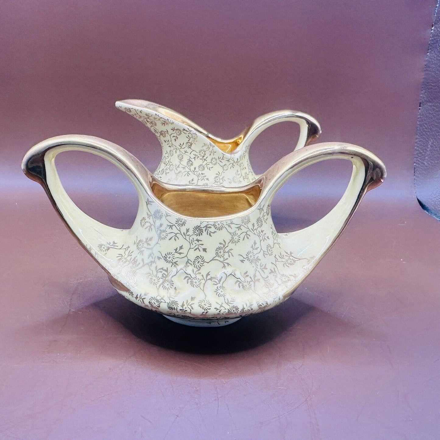 Pearl China Company 22kt Gold Trim Yellow Creamer & sugar Bowl