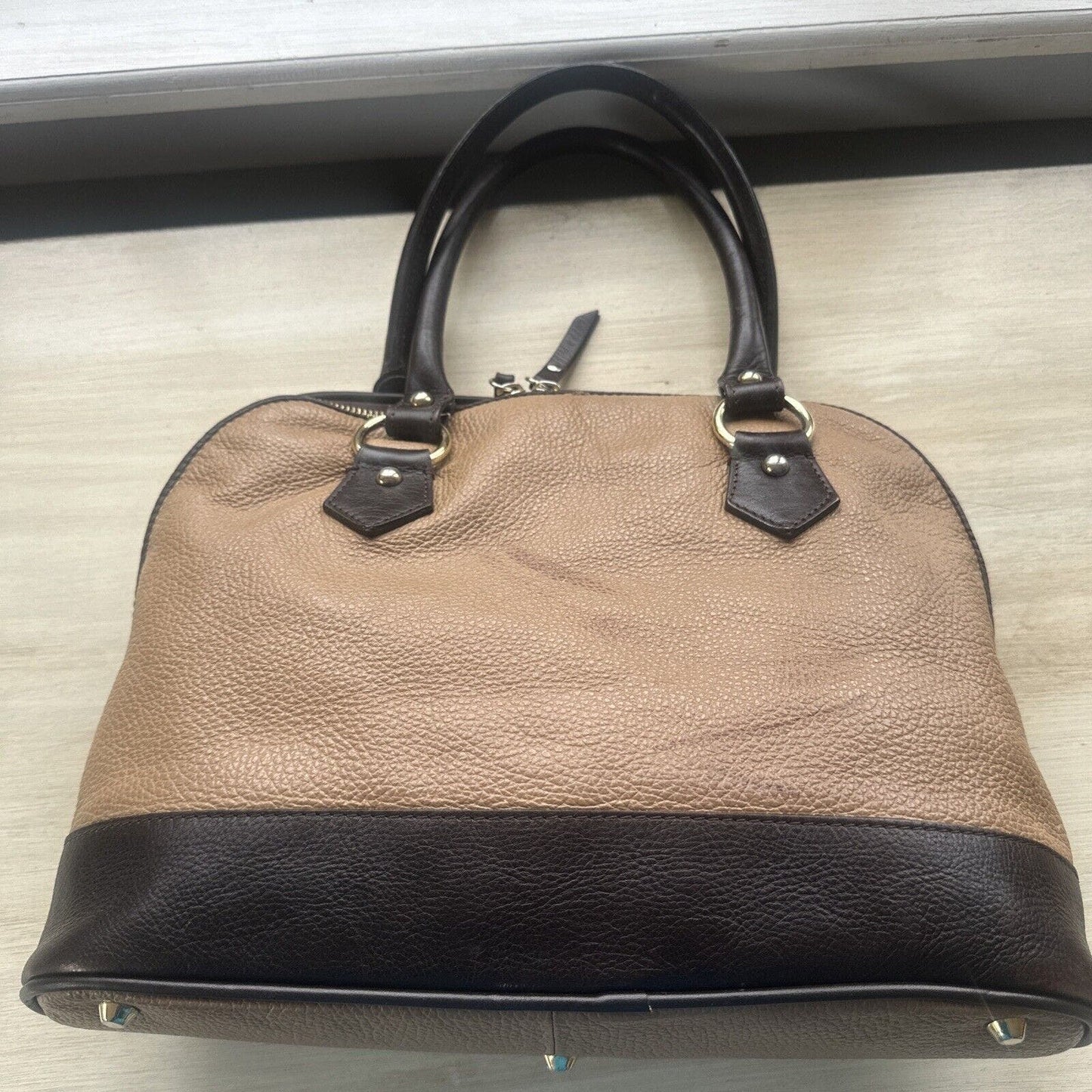 Cristina Handbag Leather Italian Tan And Brown