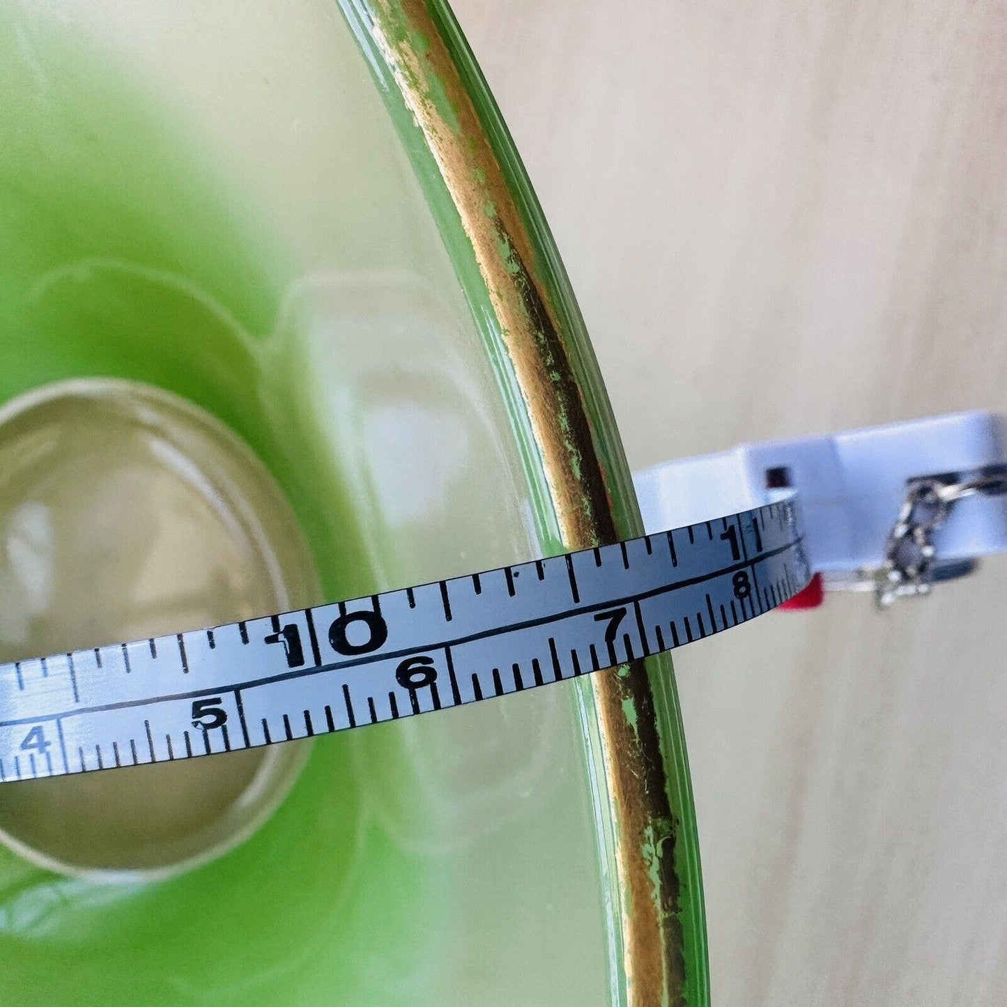 Vintage Blendo Green Clear Gold Trim Large Serving Bowl Glass