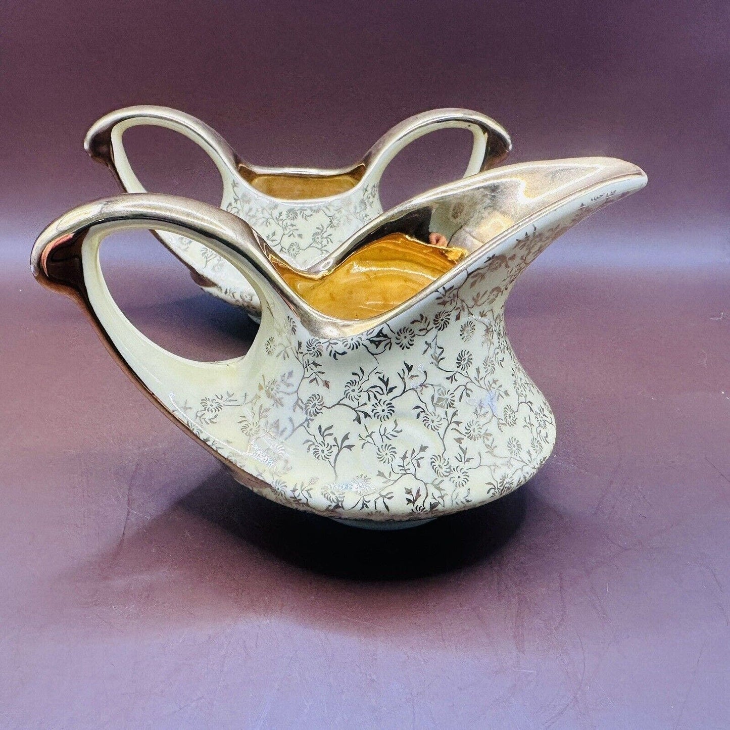 Pearl China Company 22kt Gold Trim Yellow Creamer & sugar Bowl