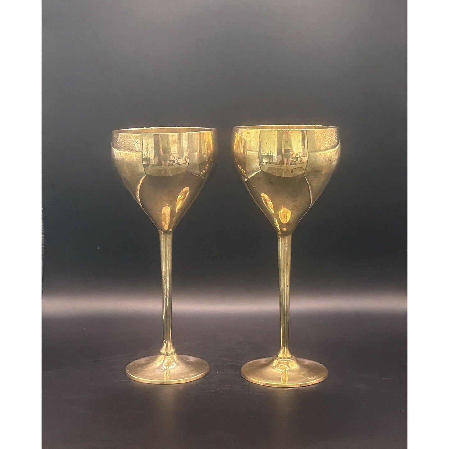 Wine Wine Glasses Set Brass Goblets Vintage Retro (2)