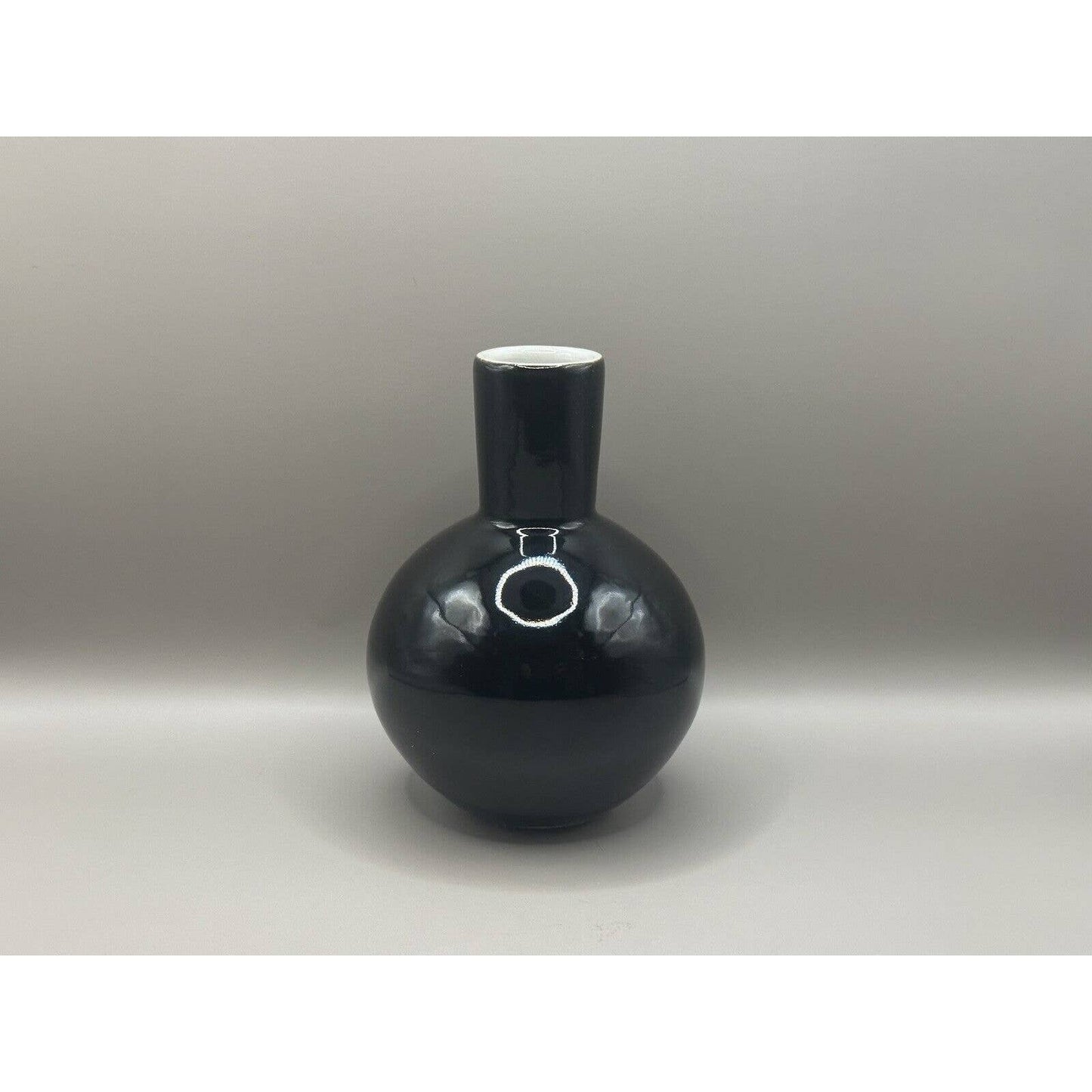 Vintage Japan Black White 5.5" BUD VASE Mid Century Modern