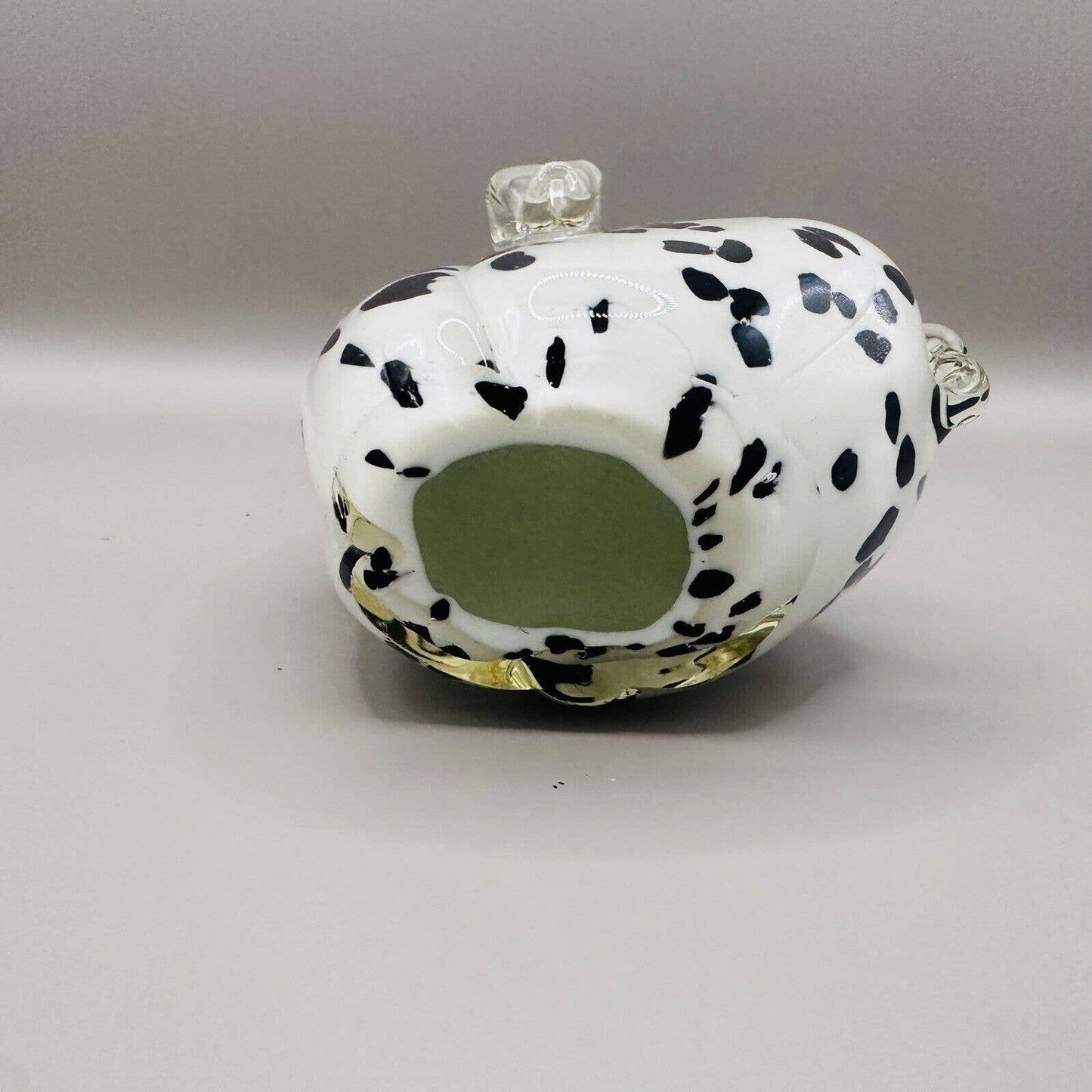 Art Glass Dalmation Handblown Figurine Statue Large Heavy Black And White